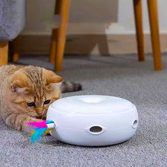 Cat Feather Turntable Interactive Smart Electric Cat Turntable Toy with Light and Sound for Cat Kitten