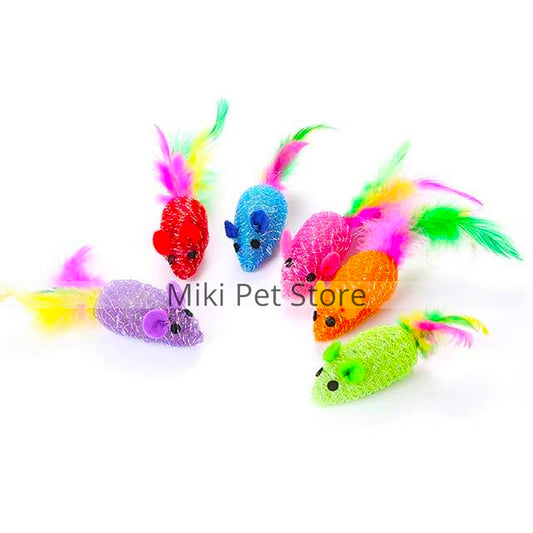Interactive Cat Mice Toys with Catnip & Rattle - Squeaky Tails