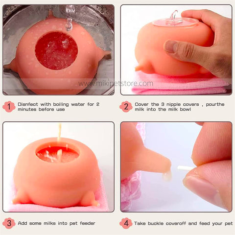 Food Grade Silicone Kitten Puppy Milk Nipple Feeder