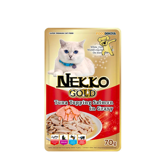Nekko Pouch Gold Tuna Topping Salmon In Gravy 70g