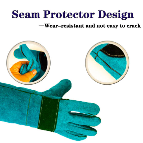 Anti Bite Leather Gloves Animal Handling Protective Gauntlets