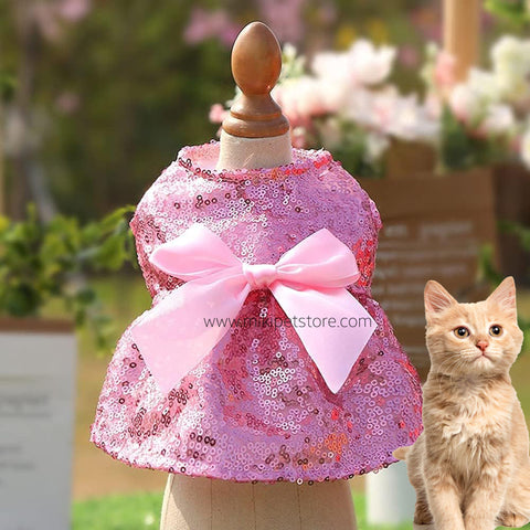 Pet Princess Dress Breathable Sequin Bow Summer Skirt