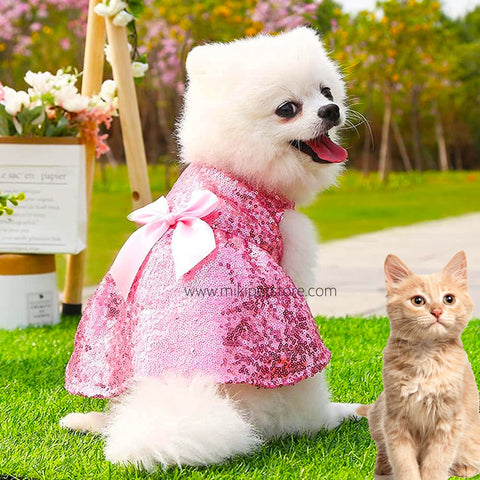 Pet Princess Dress Breathable Sequin Bow Summer Skirt