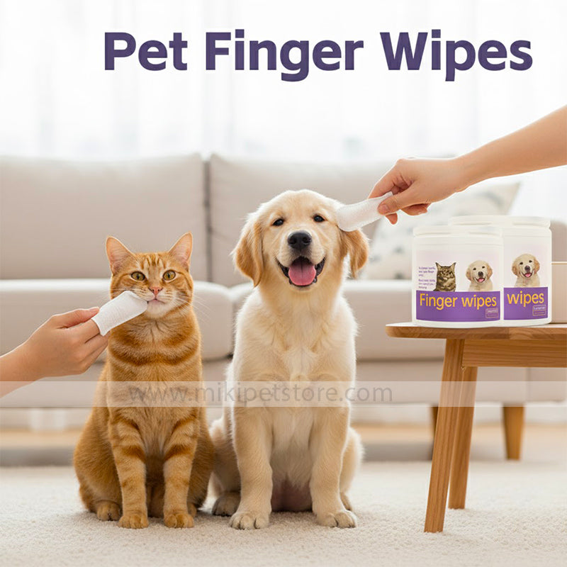 3-in-1 Pet Finger Wet Wipes For Dogs & Cats for Teeth , Eyes, Ears