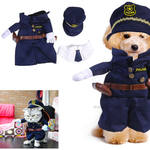 Cat Small Dog Police Costume Cool Pet Suit