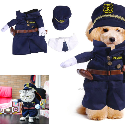 Cat Small Dog Police Costume Cool Pet Suit