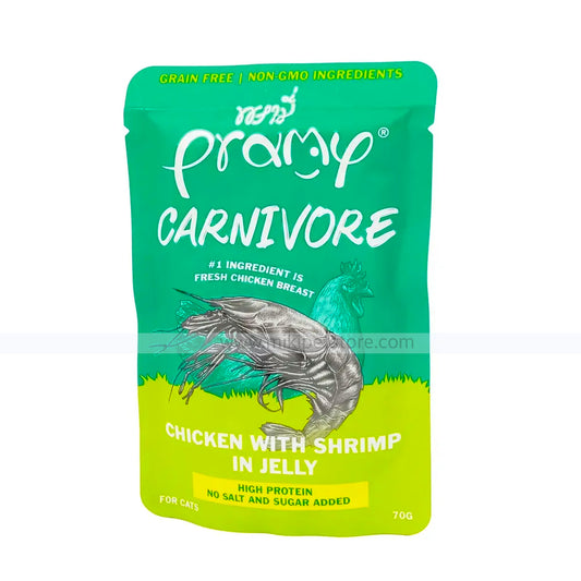 Pramy Carnivore Pouch Chicken with Shrimp in Jelly for All Cats 70gm