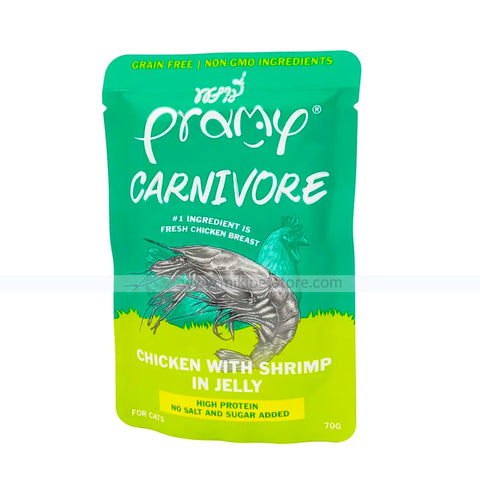 Pramy Carnivore Pouch Chicken with Shrimp in Jelly for All Cats 70gm
