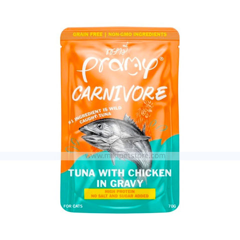 Pramy Carnivore Pouch Tuna with Chicken in Gravy for All Cats 70gm