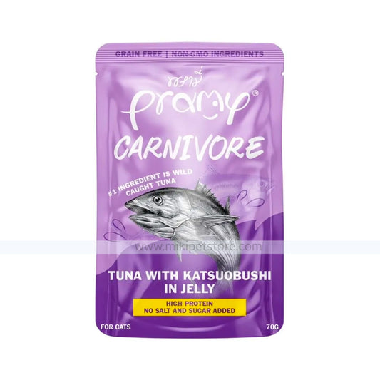 Pramy Carnivore Cat Pouch Tuna With Katsuobushi In Jelly  for All Cats -70gm