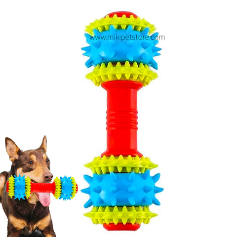 Rubber Barbell Chew Dog Toy for Biting & Play