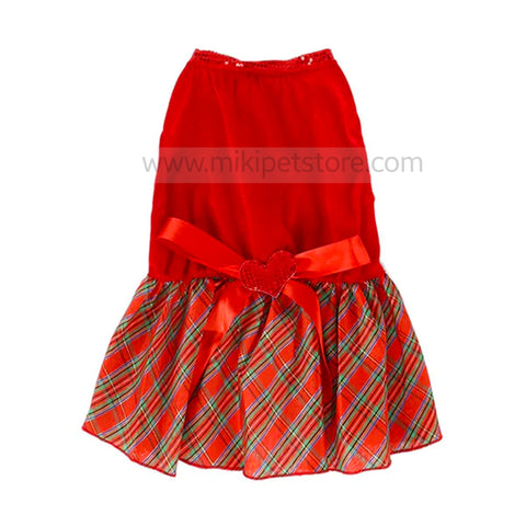 Pet Red Plaid Skirt Clothes For Cat & Puppies