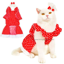 Pet Dress Flying Sleeve Polka Dots Printing Cat Small Dog Dress