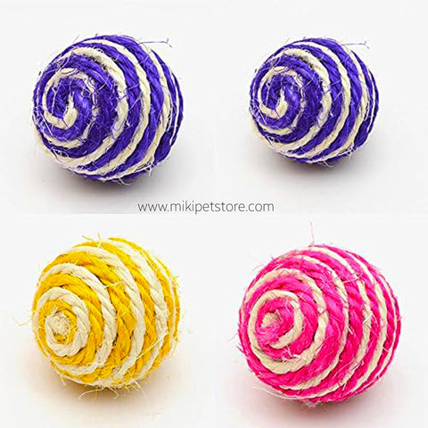 Natural Sisal Ball Chew Toy for Cats Rabbits and Small Pets
