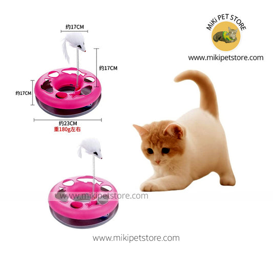 Pet Cat Moving Mouse Spring Play Ball Turntable Round Disk Training Toy