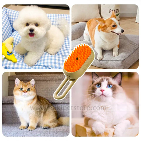 3-in-1 Steamy Pet Grooming Brush – Cat & Dog Hair Removal, Massage & Spray Comb