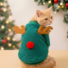Christmas Fleece Sweatshirt for Pets – Skin-Friendly Warm Cat & Dog Winter Costume
