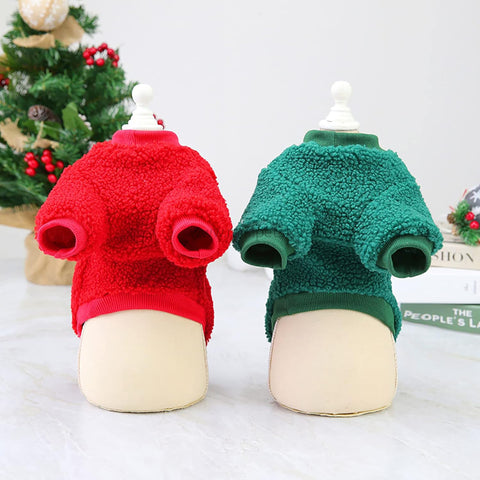 Christmas Fleece Sweatshirt for Pets Warm Cat Dog Winter Costume