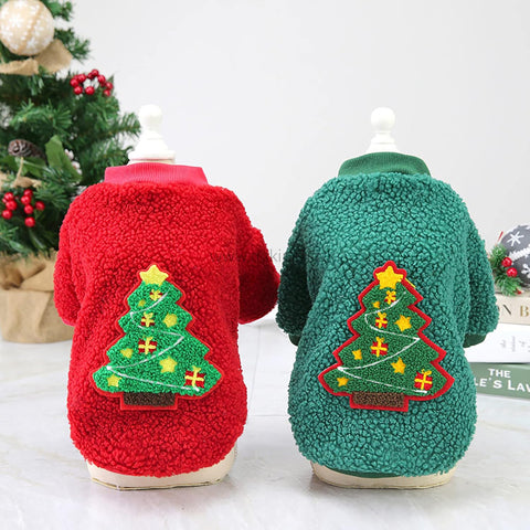 Christmas Fleece Sweatshirt for Pets Warm Cat Dog Winter Costume