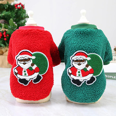 Christmas Fleece Sweatshirt for Pets Warm Cat Dog Winter Costume