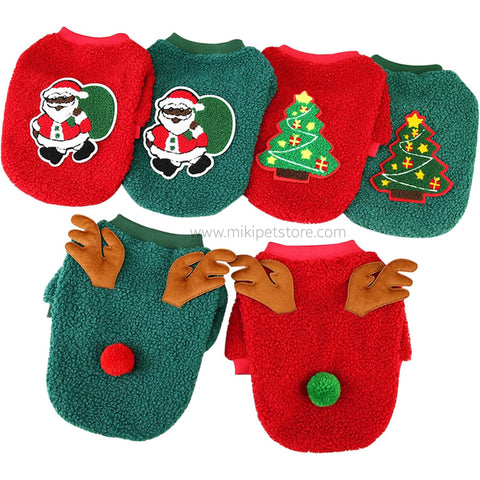 Christmas Fleece Sweatshirt for Pets Warm Cat Dog Winter Costume