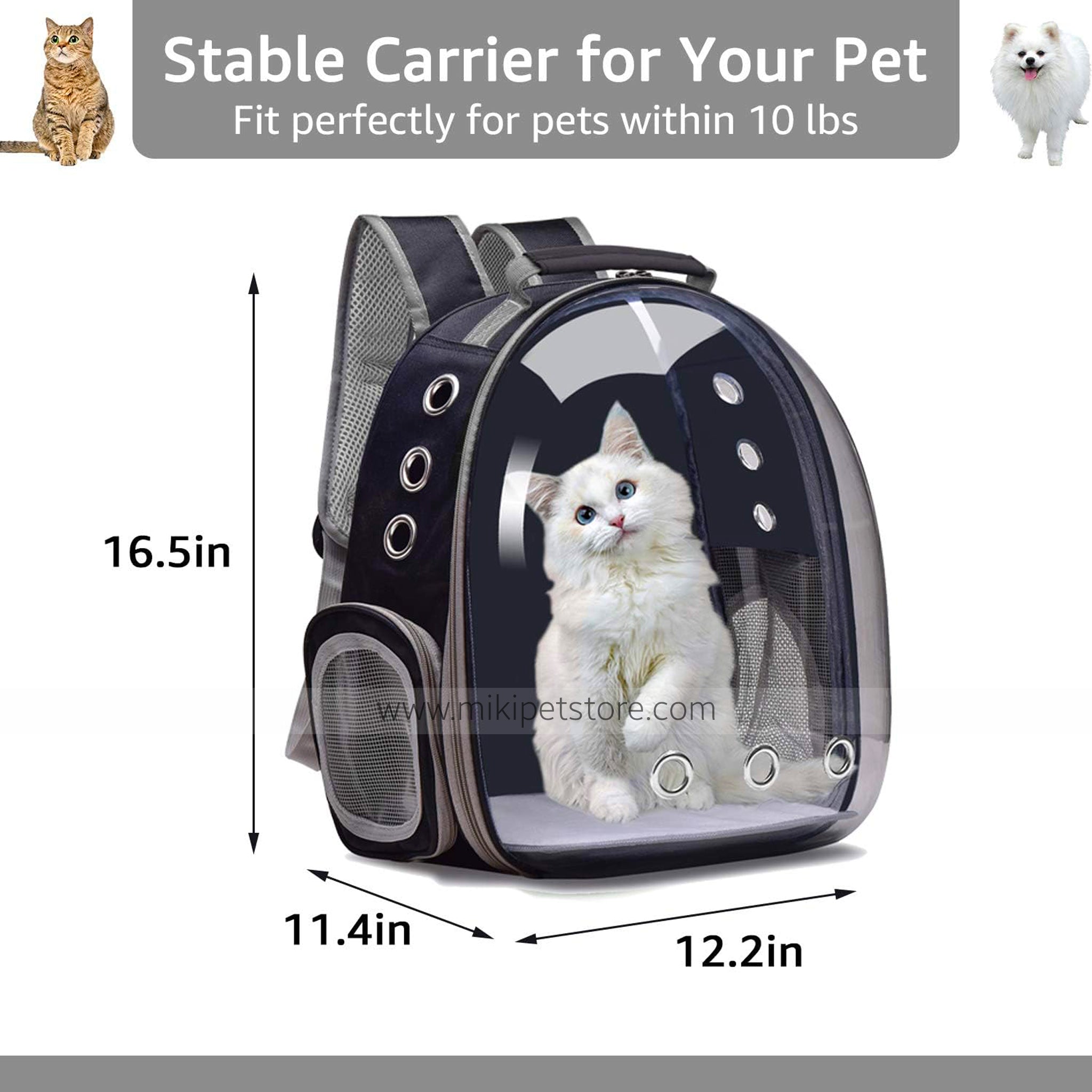 Travel Bubble Pet Carrier & Bag  – Breathable Backpack for Small & Medium Pets
