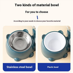 Double Pet Food Feeder Bowl Set Cat Food Dispenser for Cats and Dogs