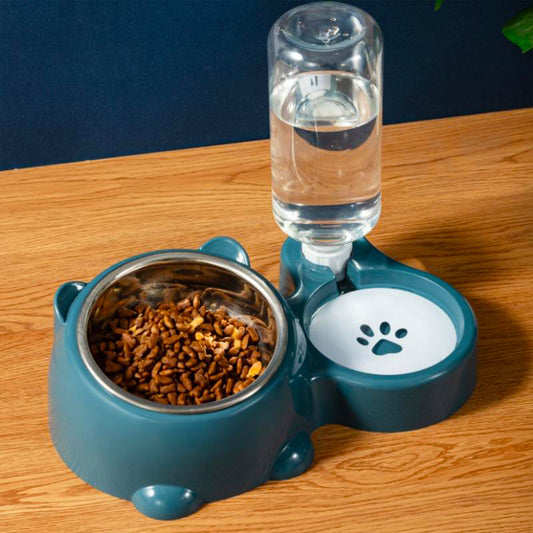 Double Pet Food Feeder Bowl Set Cat Food Dispenser for Cats and Dogs
