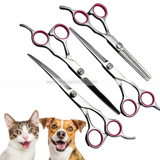 Stainless Steel Curved Grooming Scissors for Pets – Sharp Edge Dog & Cat Hair Cutting Shears Kit