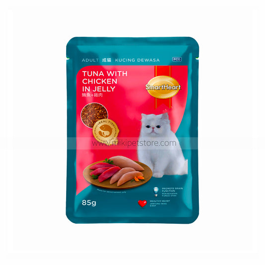 SmartHeart Cat Pouch – Tuna with Chicken in Jelly (85g)