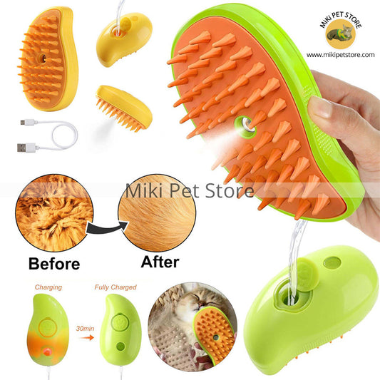 Cat Steamy Brush for Shedding and Grooming, 3 in 1 Self Cleaning Pet Spray Comb for Cat and Dog, Wet Cat Brush with Water, Cat Sticky Brush for Massage & Removes Loose Fur