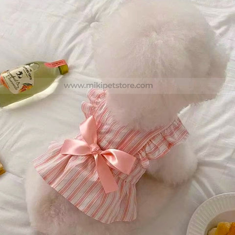 Striped Pet Dress – Lightweight Bow Skirt for Spring & Summer for Cat & Puppies