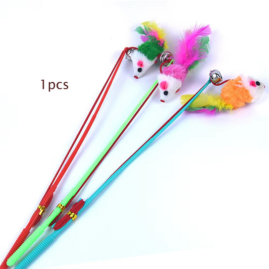 Cat Teaser  Toy – Mouse with Feather & Bell