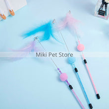 Cat Teaser Wand with Feather, Bell, and Rainbow Ribbon