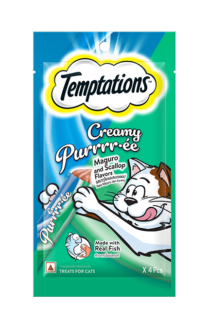 Temptations Creamy Cat Treats with Maguro & Scallop Flavor