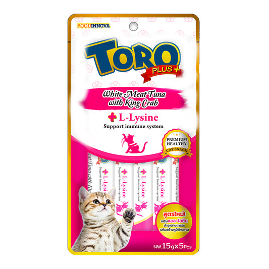 Toro Plus Cat Treat White Meat Tuna with King Crab 15g x 5,toro Plus L- Lysine Support immune system