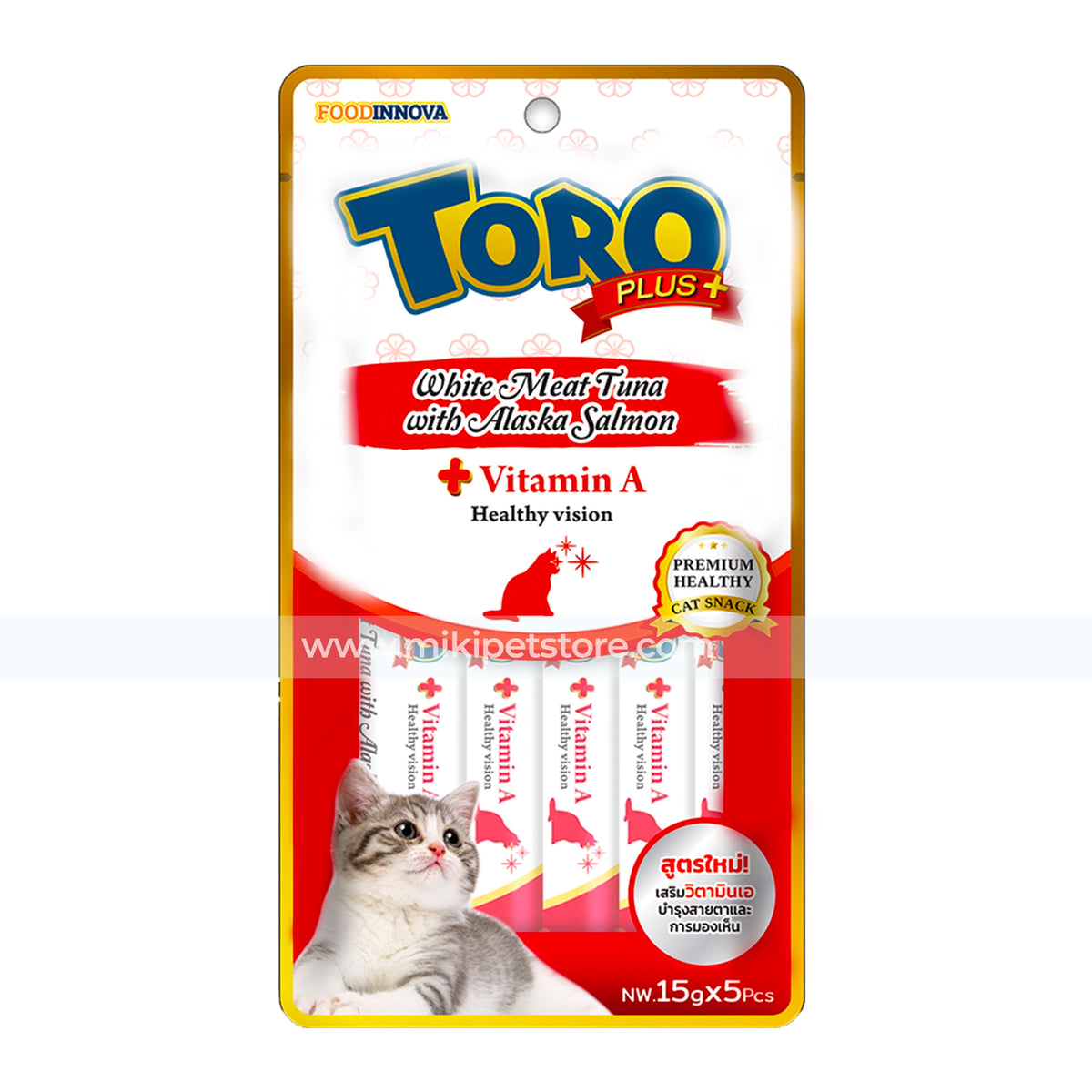  Toro Plus+ Cat Treat – White Meat Tuna with Alaska Salmon (15g x 5pcs),toro plus Vitamin A healthy version
