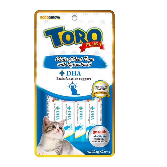 Toro Plus Cat Treat White Meat Tuna with Katsuobushi 15g x 5,toro plus brain funcation support