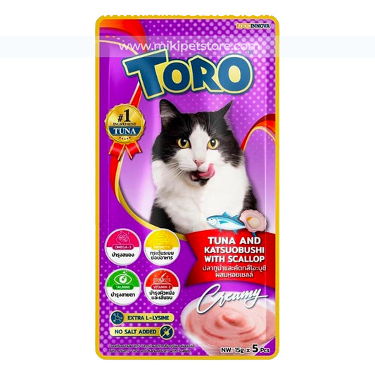 Toro Toro Lickable Treat Tuna and Katsuobushi with Scallop (5*15g)