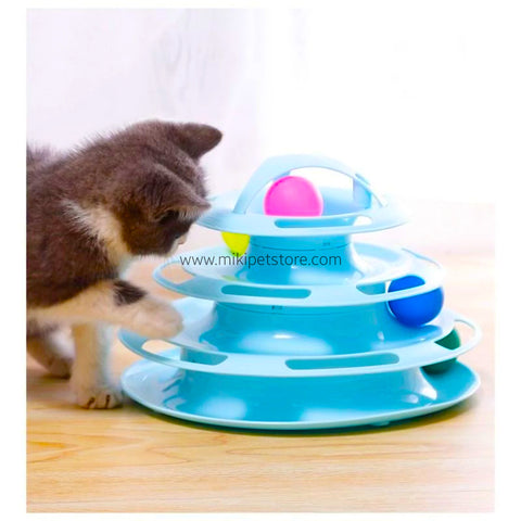 Crazy Spin Chase Cat Tower Toy Interactive Moving Play Disk