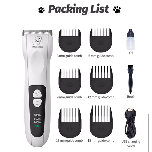 Low Noise Ceramic Automatic Portable USB Rechargeable Electric Cordless Small Grooming Trimmer for Dog & Cat