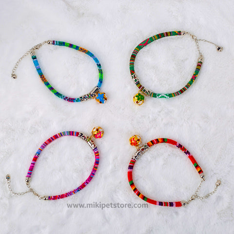 Japanese Style Cat Collars with Bell  Adjustable Collars for Cats & Puppies