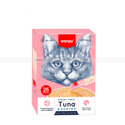 Wanpy Creamy Treat Tuna and Shrimp  25pc Pack  (25×14gm)