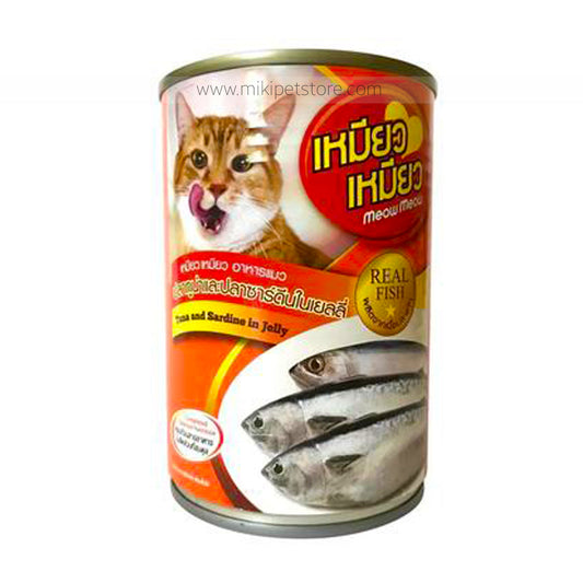 Meow Meow Can Wet Cat Food Tuna and Sardine In Jelly 400g