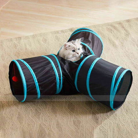 3 Way Collapsible Cat Tunnel Interactive Play Tube