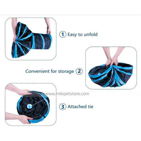 3 Way Collapsible Cat Tunnel Interactive Play Tube