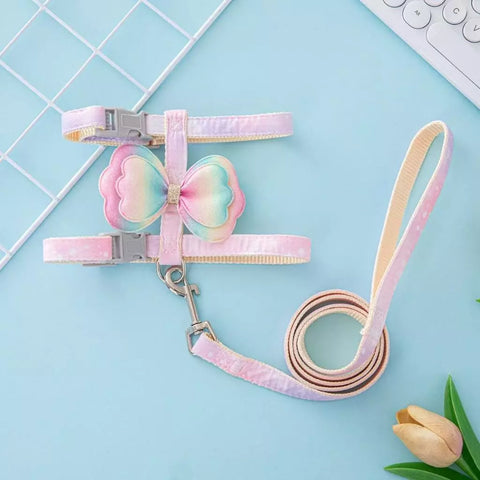 Elegant Butterfly Adjustable Cat Walking Harness and Leash