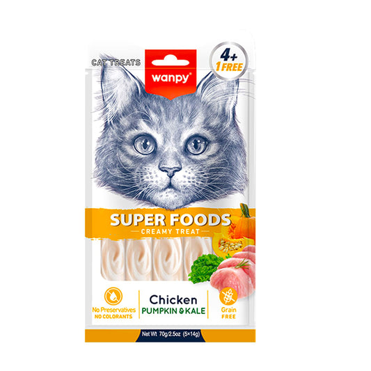 Wanpy Super Foods Creamy Cat Treat with Chicken Pumpkin & Kale 70g