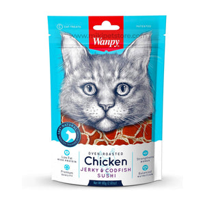 Wanpy Chicken Jerky and Codfish Sushi Cat Treat 80 gm