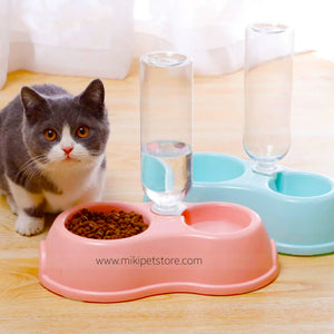2 in 1 Pet Food Water Bowl with Built in Bottle
